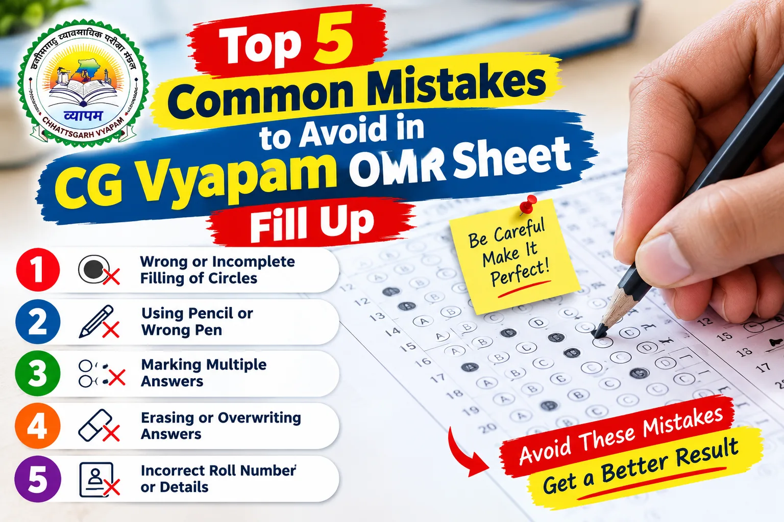 Top 5 Common Mistakes to Avoid in CG Vyapam OMR Sheet Fill up
