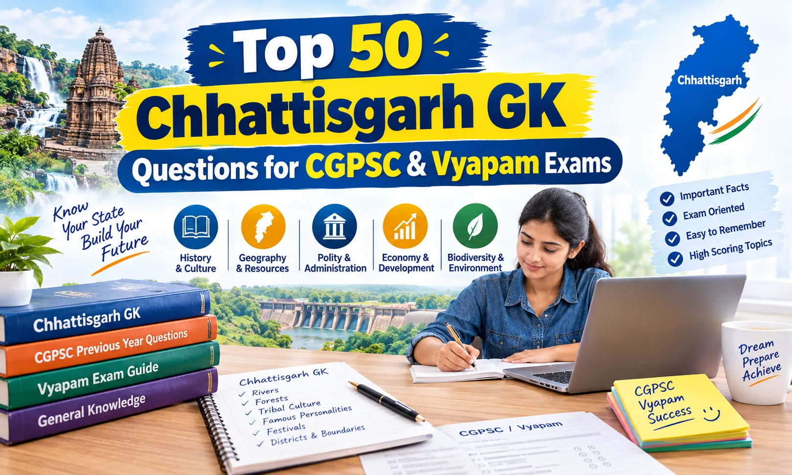 Top 50 Chhattisgarh GK Questions for CGPSC & Vyapam Exams