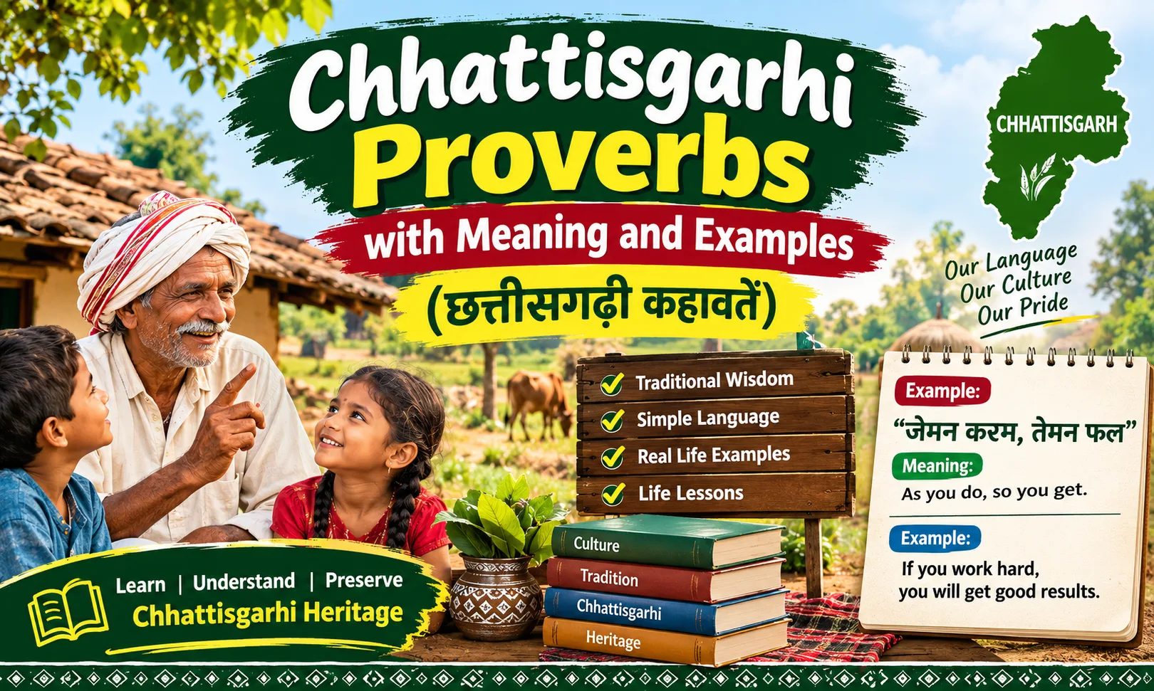 Chhattisgarhi Proverbs with Meaning and Examples in Hindi