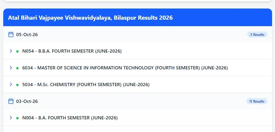  How to Check ABVV Bilaspur University Result 2026
